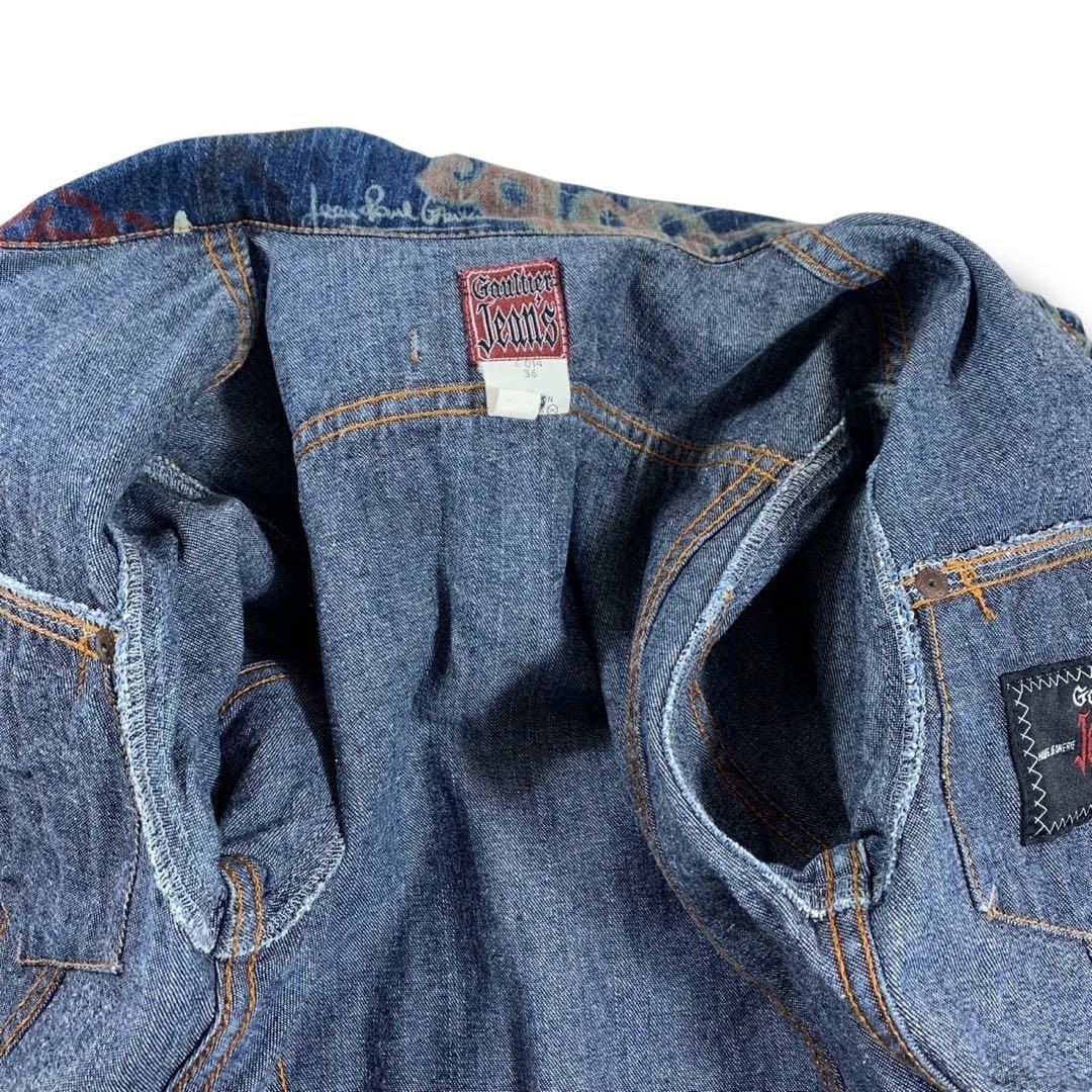 超希少/美品✨ゴルチエジーンズ デニムジャケット グラフィック プリント 36