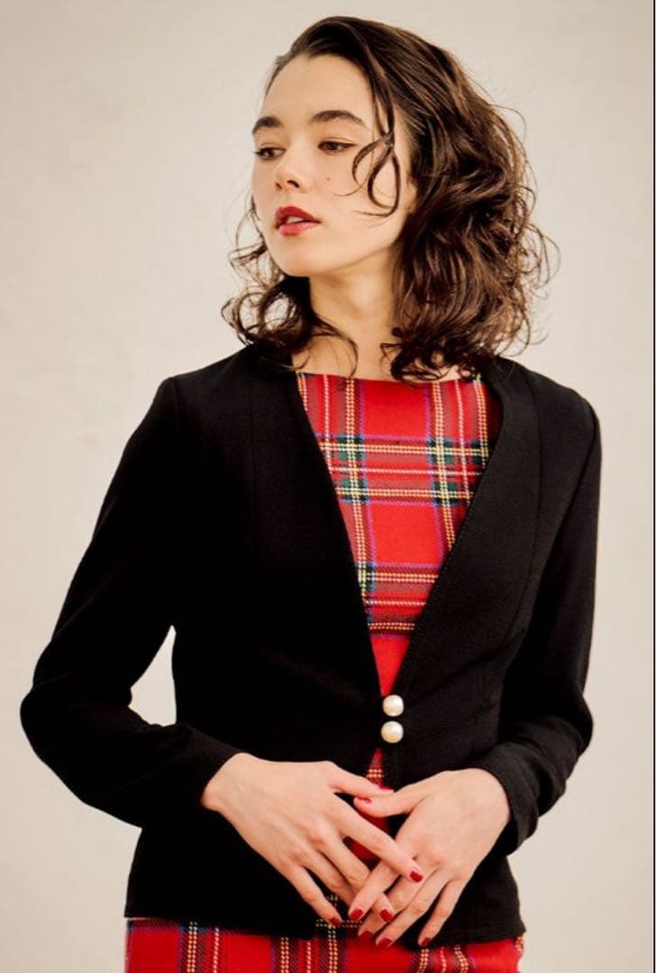 【JENNE】パールボタンノーカラージャケット