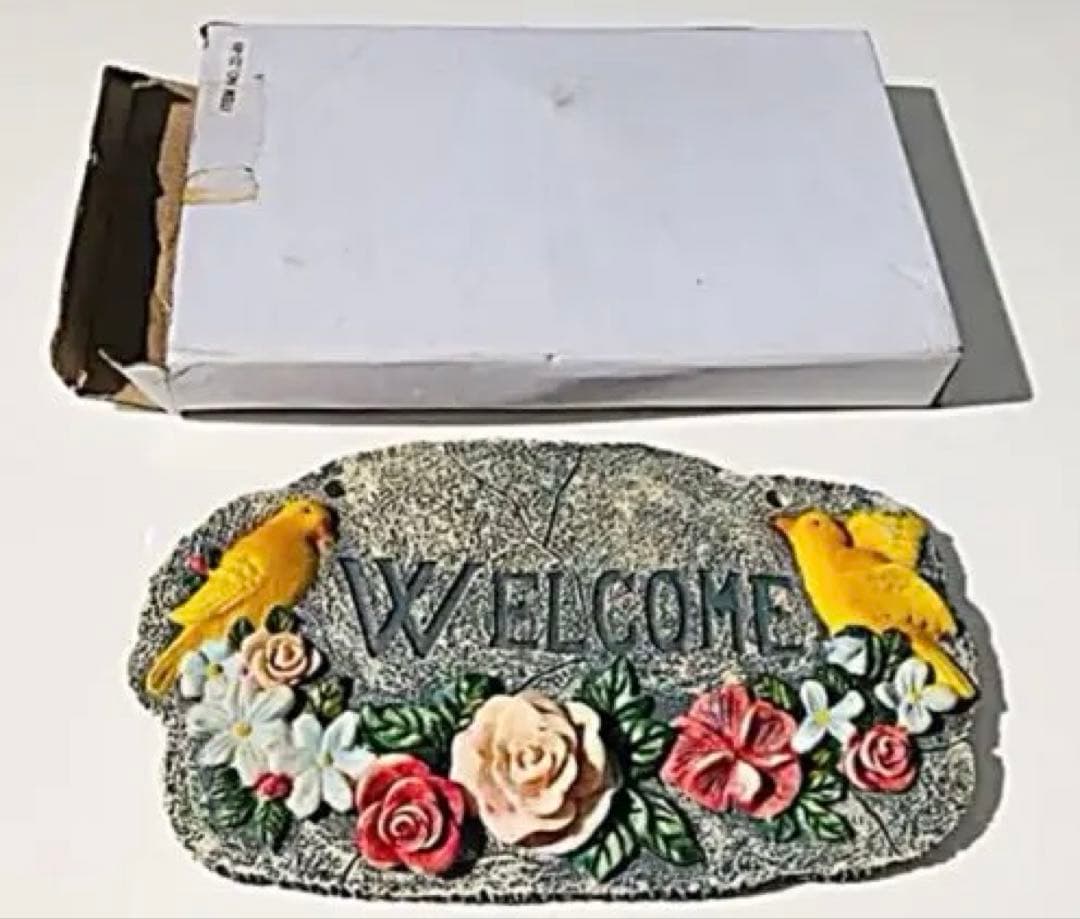 未使用◆レトロ/アンティーク/ビンテージ◆ウエルカムボード小鳥◆立体◆陶器⁉️石⁉️