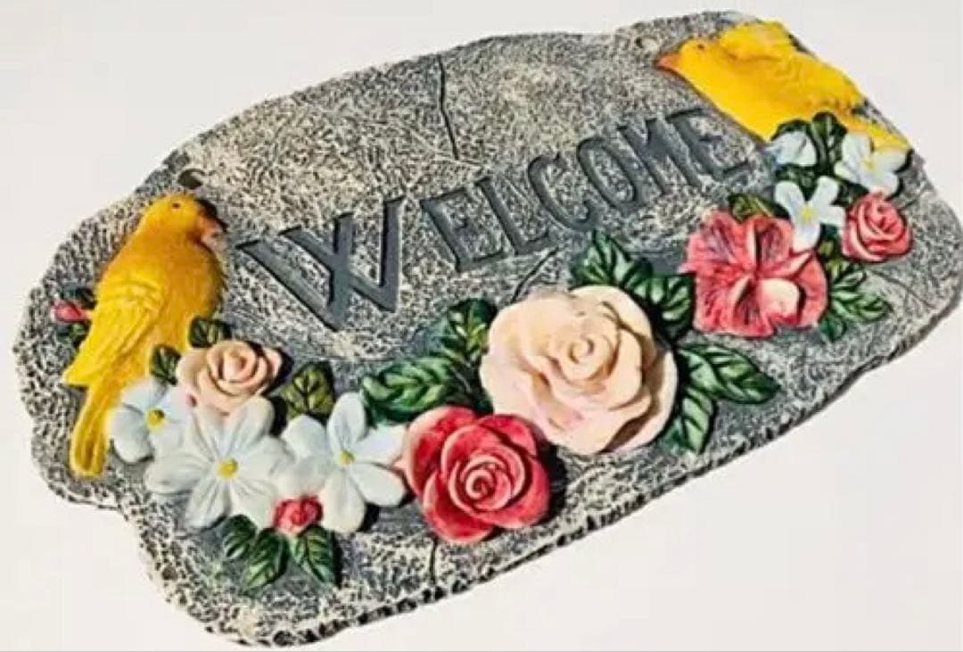 未使用◆レトロ/アンティーク/ビンテージ◆ウエルカムボード小鳥◆立体◆陶器⁉️石⁉️