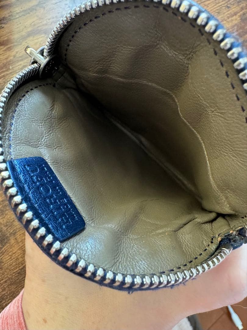 HIROFU オールレザー 円形 ケース ブルー ほぼ未使用