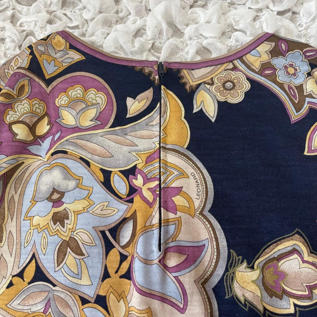 レオナール LEONARD カットソー 長袖 毛 絹 日本製 L ペイズリー