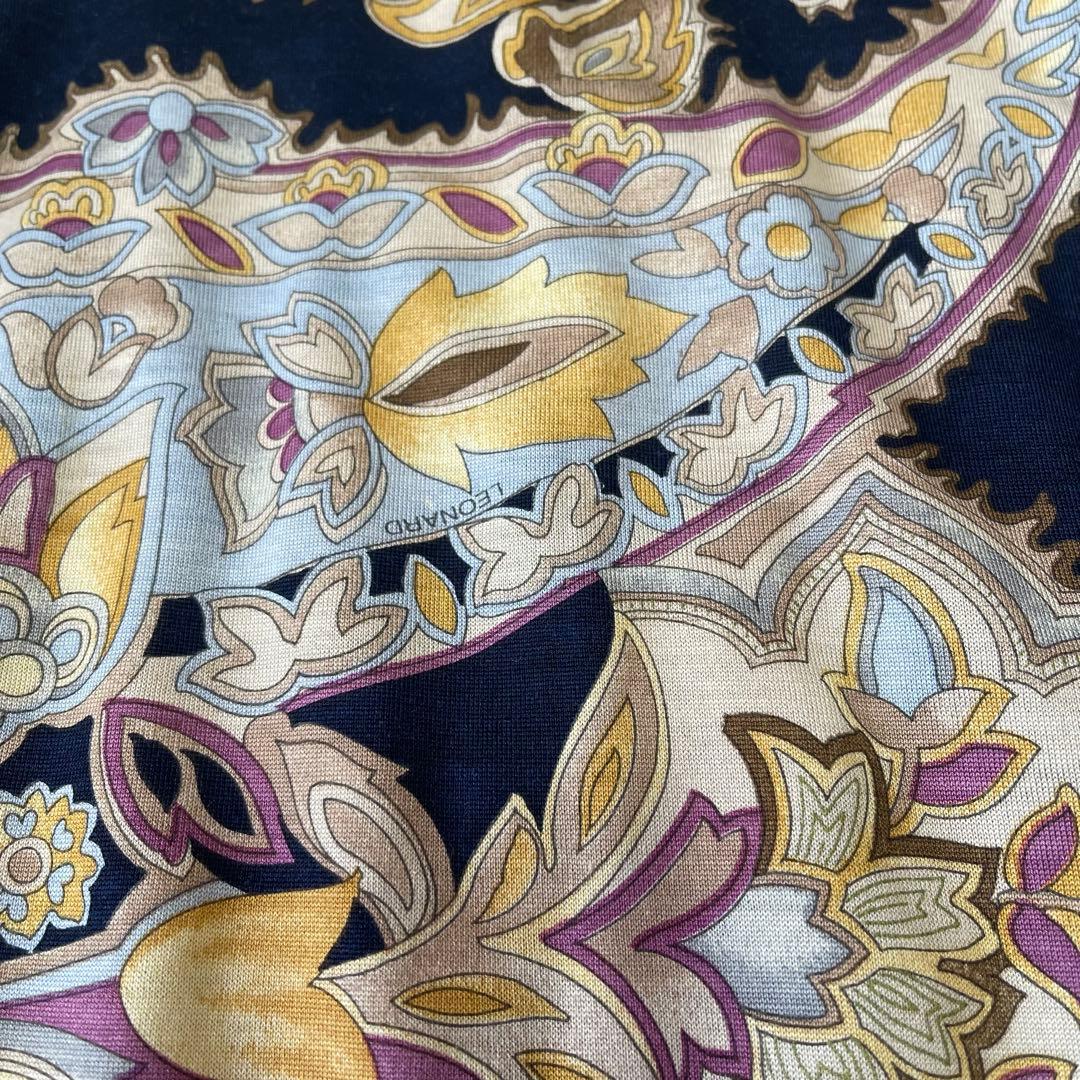 レオナール LEONARD カットソー 長袖 毛 絹 日本製 L ペイズリー