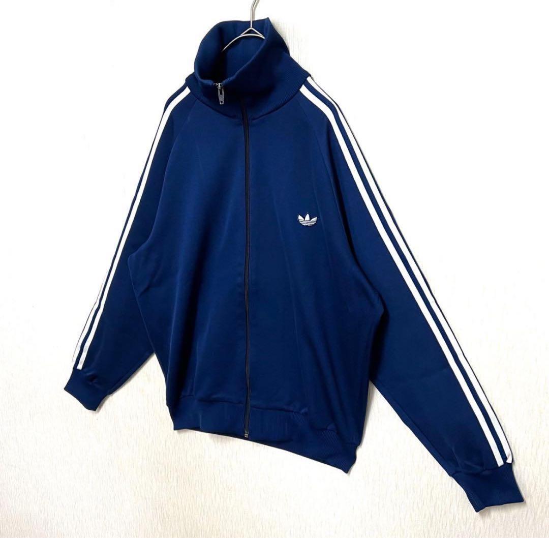 【超美品‼️】 adidasトラックジャケット ジャージ デサント 5号 紺 古着