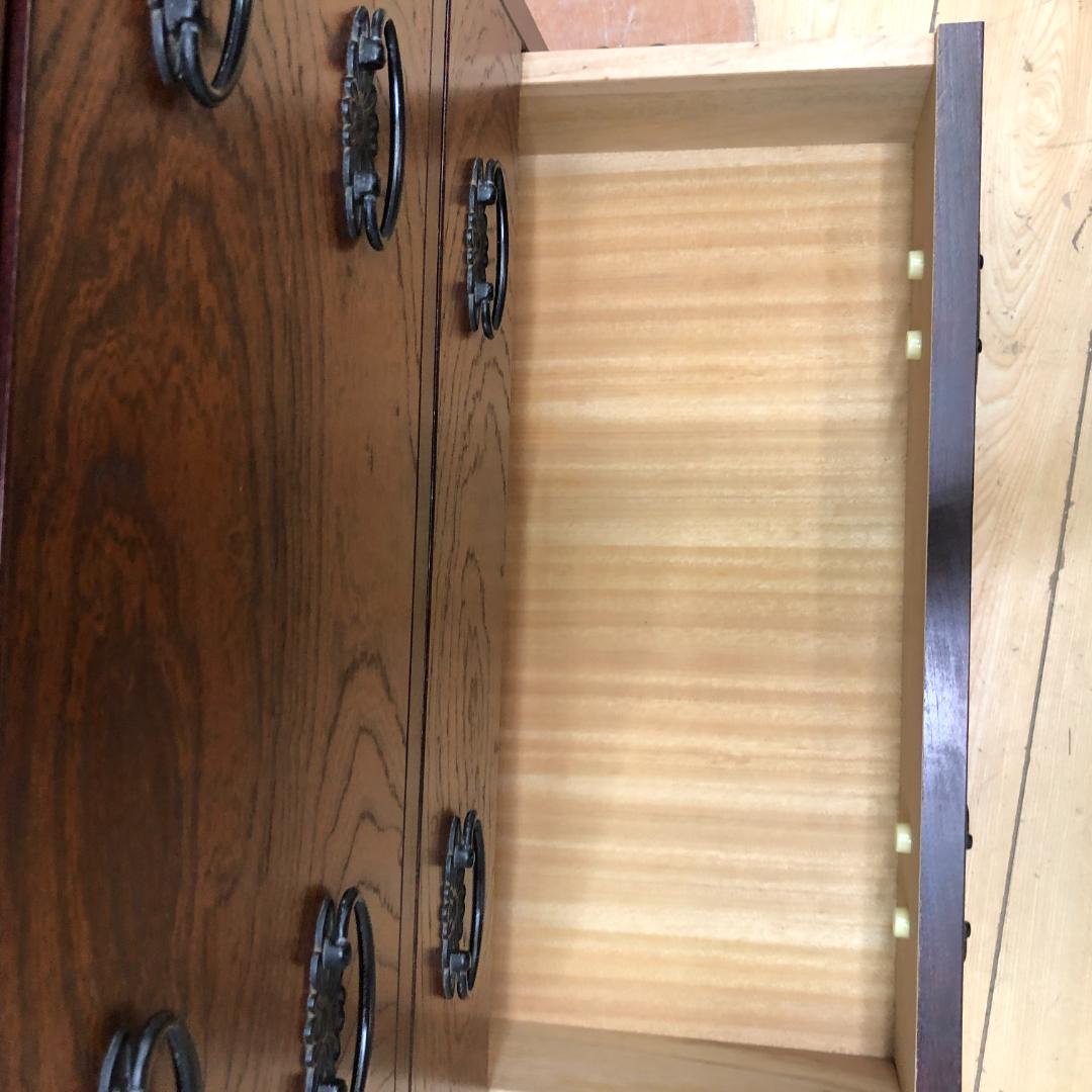 送料無料 和風民芸調 整理タンス 鍵付きチェスト 天然木 木目 250720-