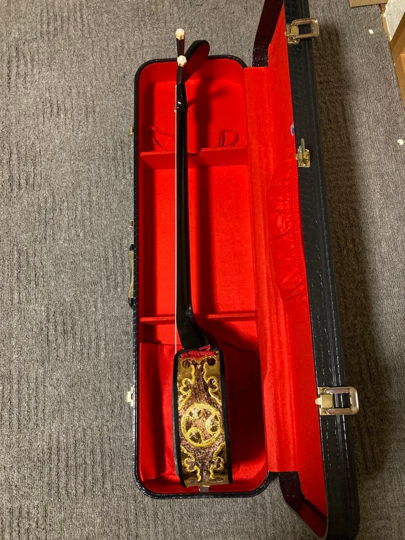 沖縄三線 人工皮 蛇柄 ハードケース 教本付