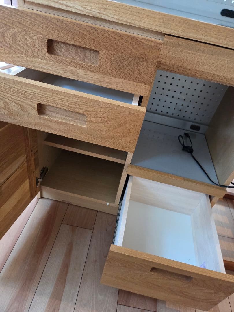 【送料込】unico ヒュッテ　オーク　レンジボード　キッチンボード