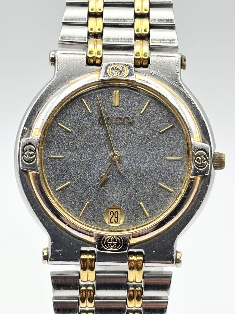 GUCCI グッチ 9000M 腕時計 クォーツ メンズ 2トーン デイト