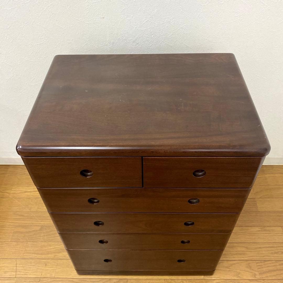 橋詰家具 民芸 木製 チェスト 箪笥 リビング 収納 整理 引出し6杯 シンプル