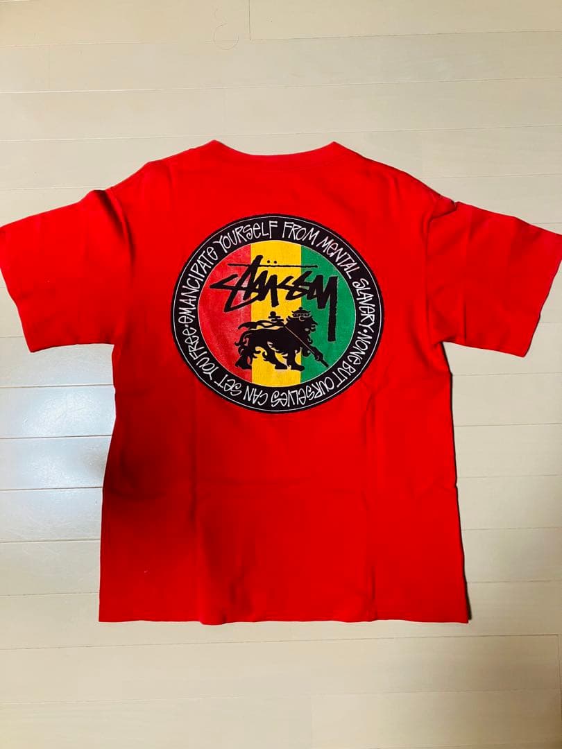 Stussy Tシャツ Lサイズ レッド　ラスタ　USA製　オールド