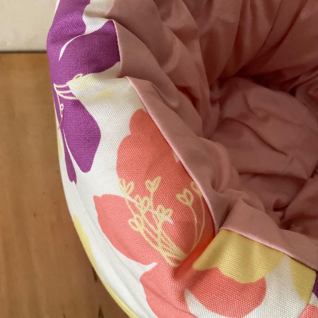 hirari花シャーベットオレンジふかふか(保温調理)鍋保温カバー＋三角鍋つかみ