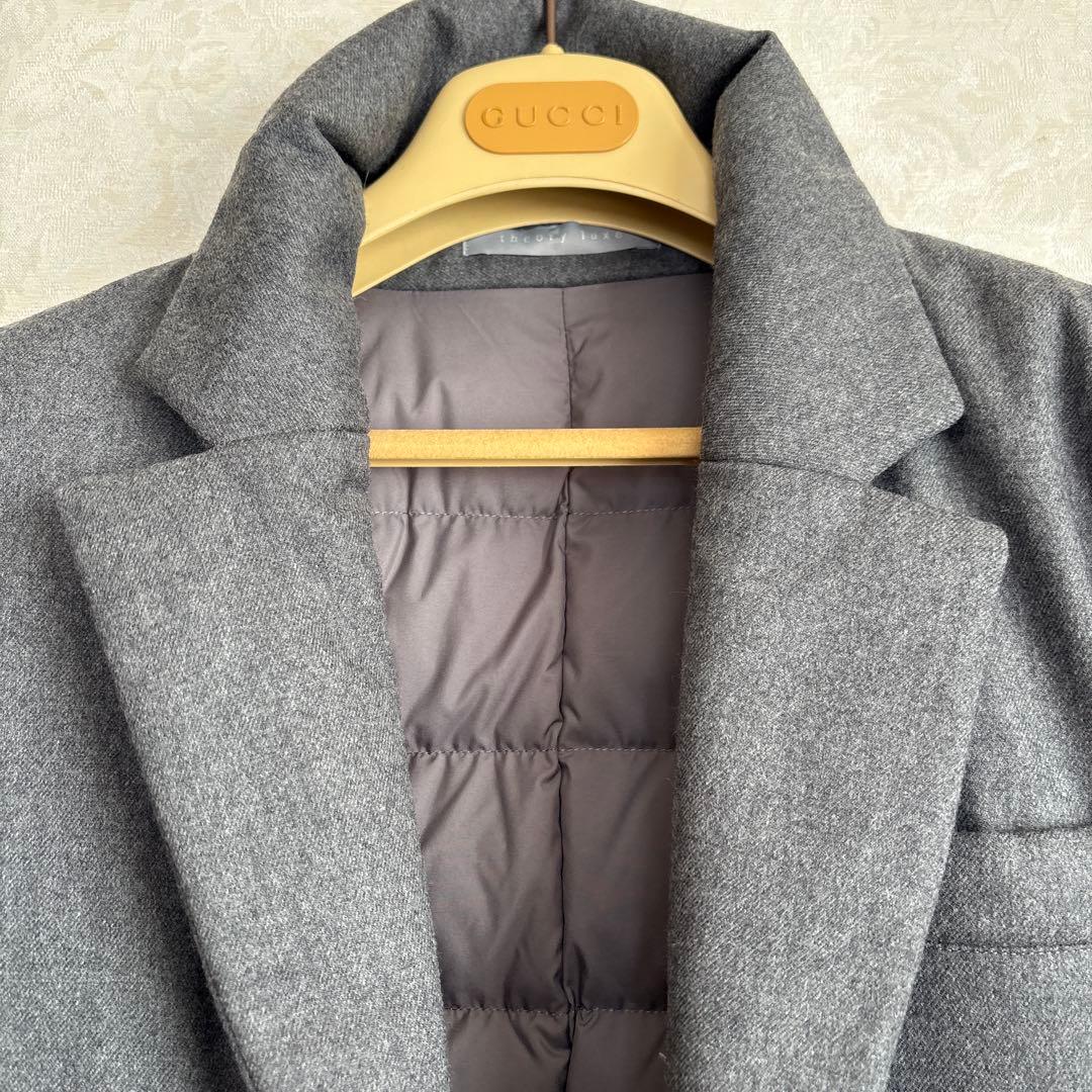 theory luxeセオリーリュクス ダウンチェスターコート40 グレー御専用