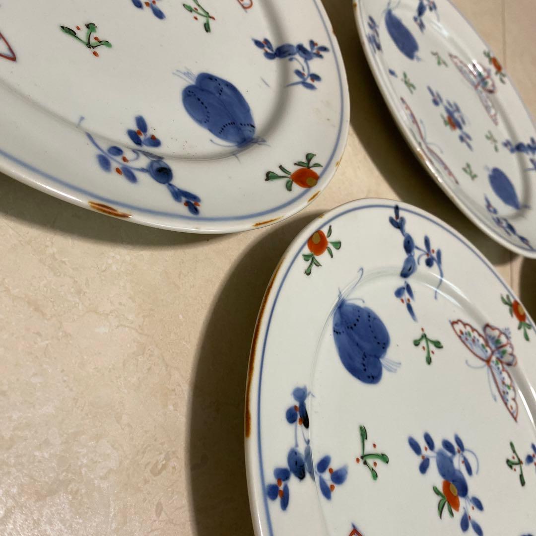 天啓花蝶　8寸　段付丸皿　5枚セット