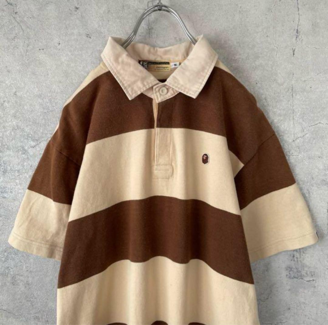 A BATHING APE ポロシャツ ボーダー　ブラウン