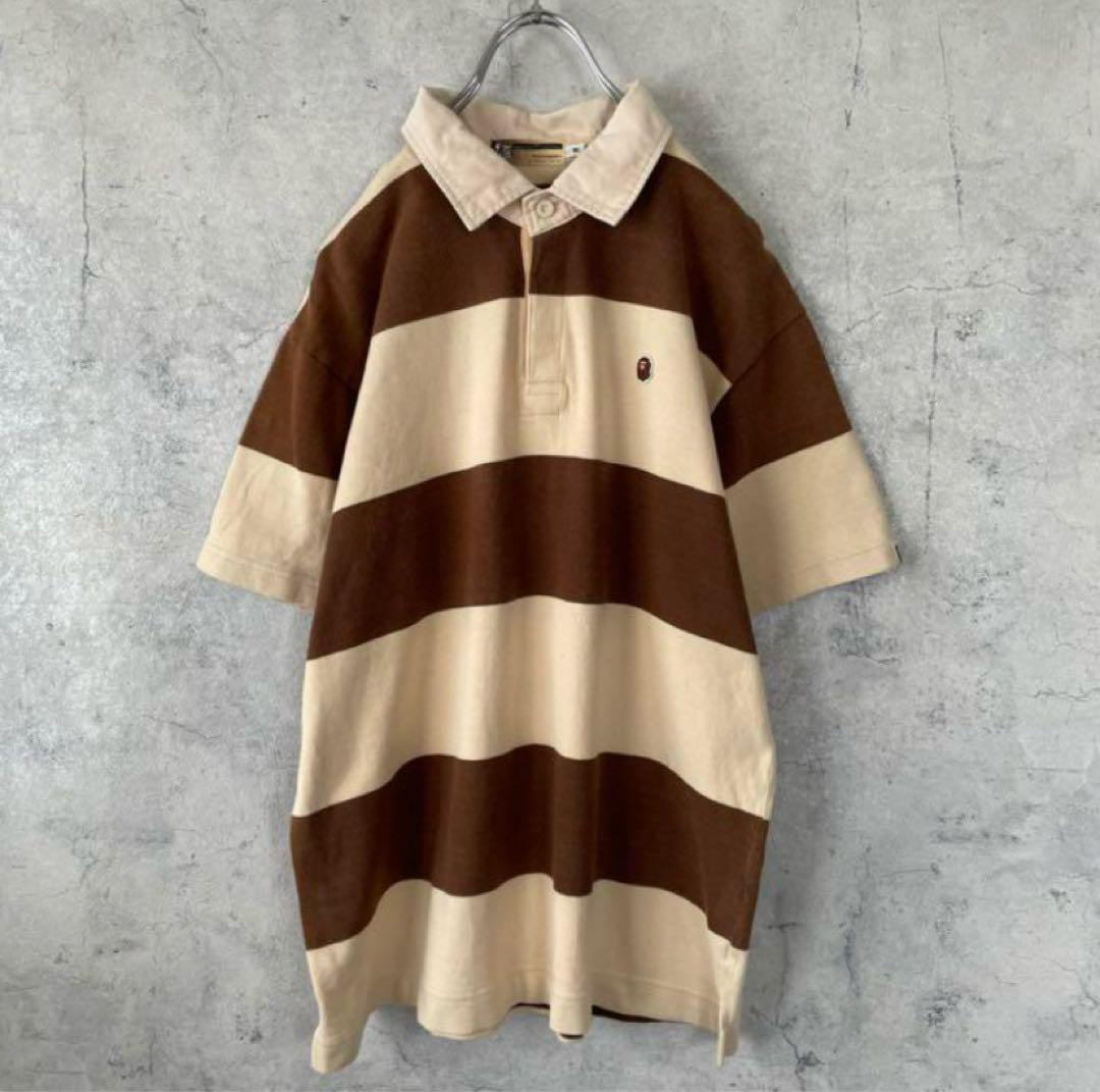 A BATHING APE ポロシャツ ボーダー　ブラウン
