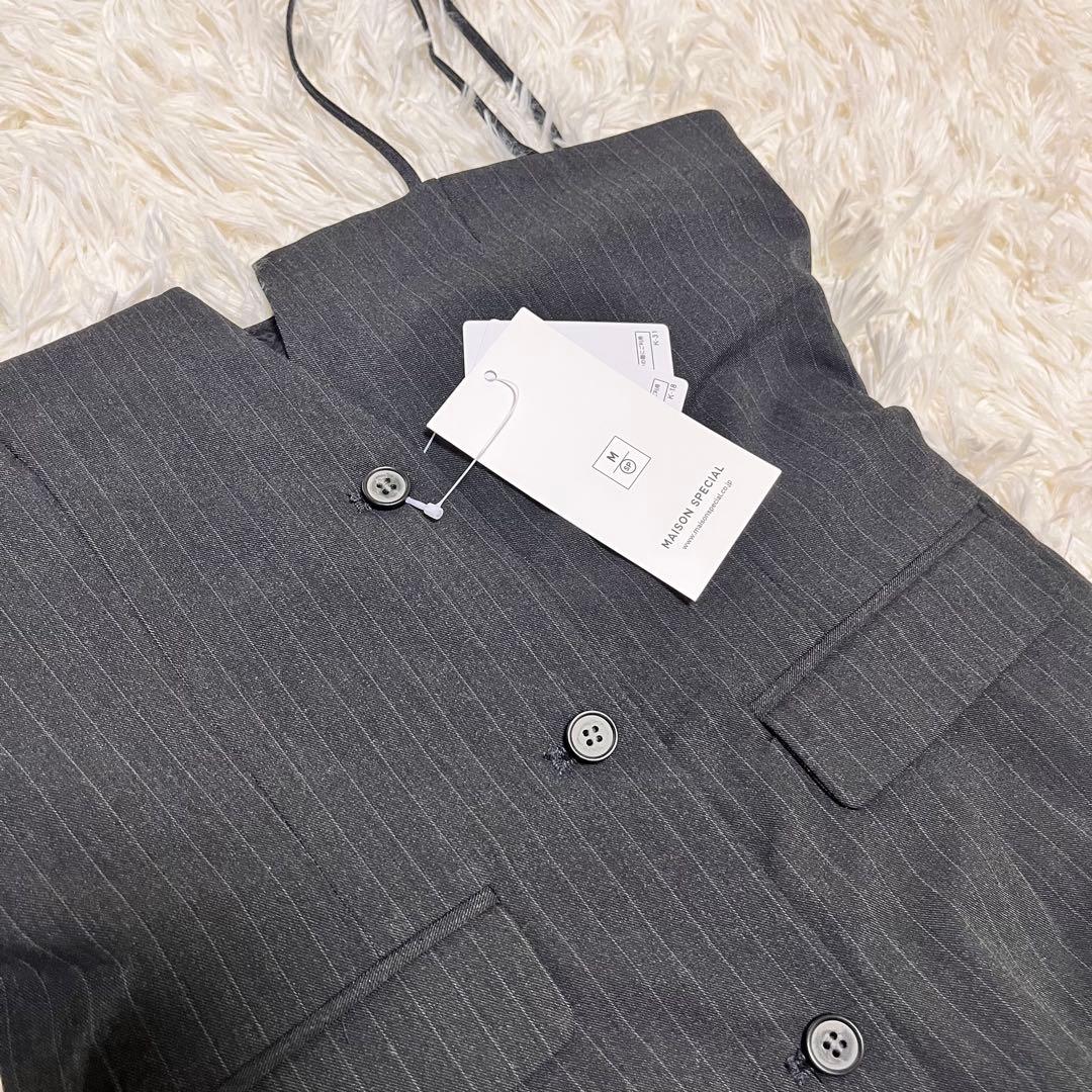 新品　メゾンスペシャル　リバーシブルビスチェ ストライプ柄　グレー　シアー　24