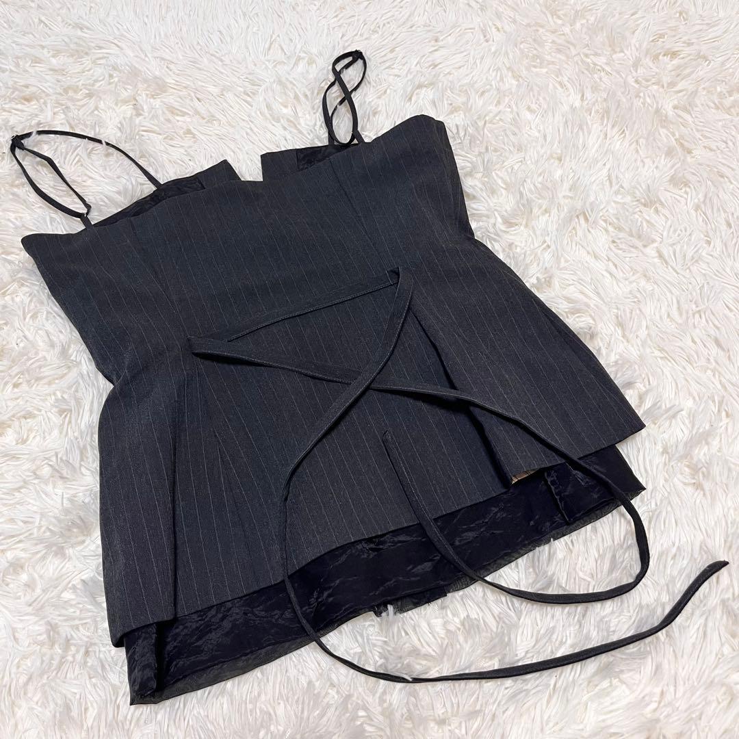 新品　メゾンスペシャル　リバーシブルビスチェ ストライプ柄　グレー　シアー　24