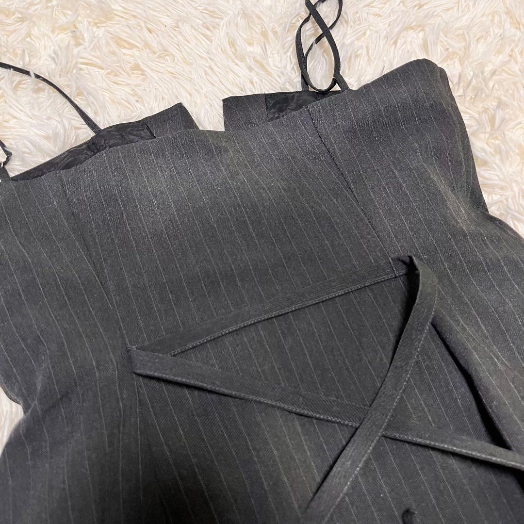 新品　メゾンスペシャル　リバーシブルビスチェ ストライプ柄　グレー　シアー　24