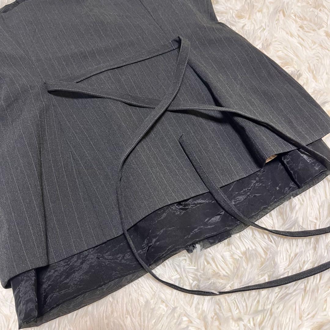 新品　メゾンスペシャル　リバーシブルビスチェ ストライプ柄　グレー　シアー　24