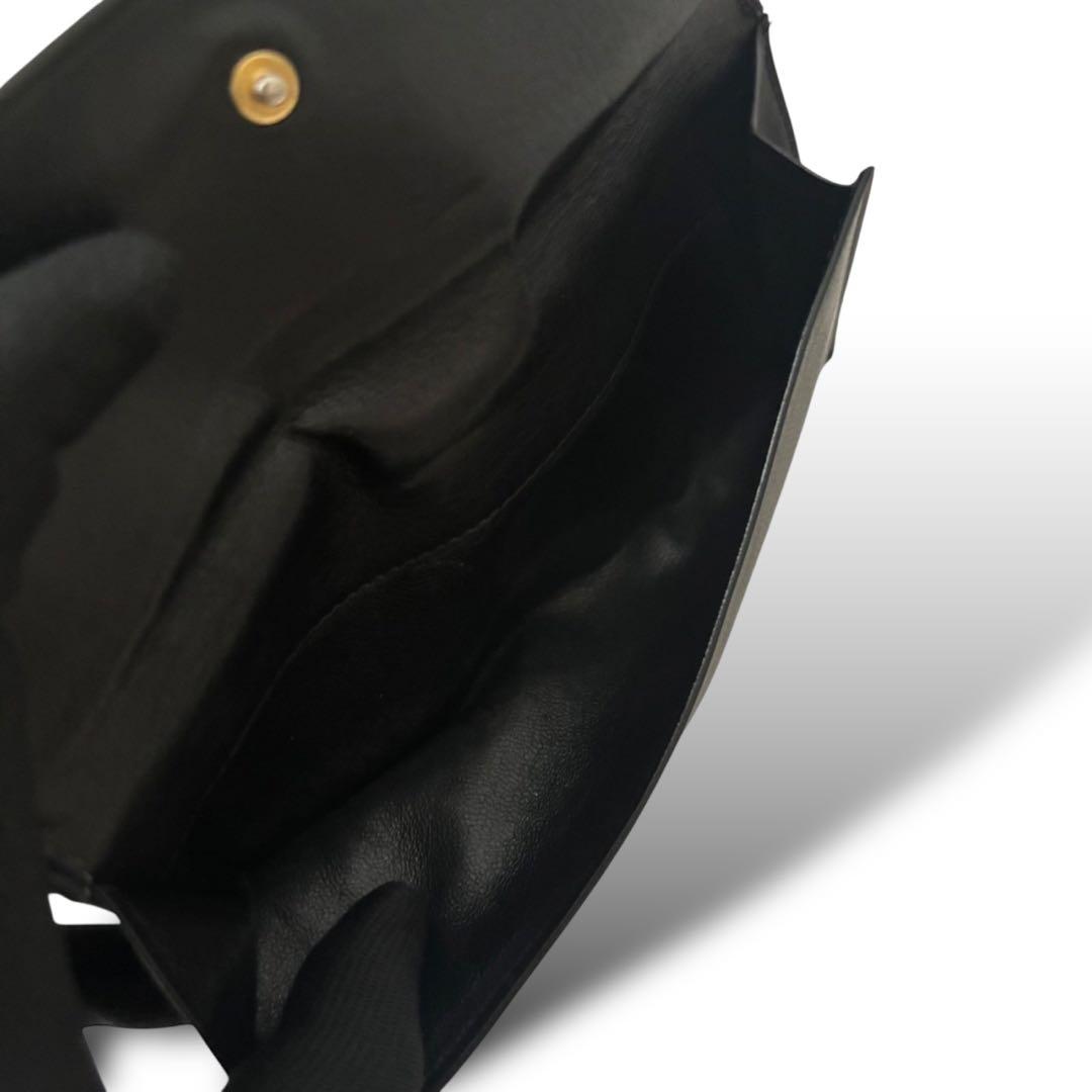 グッチ　長財布　ブラック　レザー　ゴールド金具