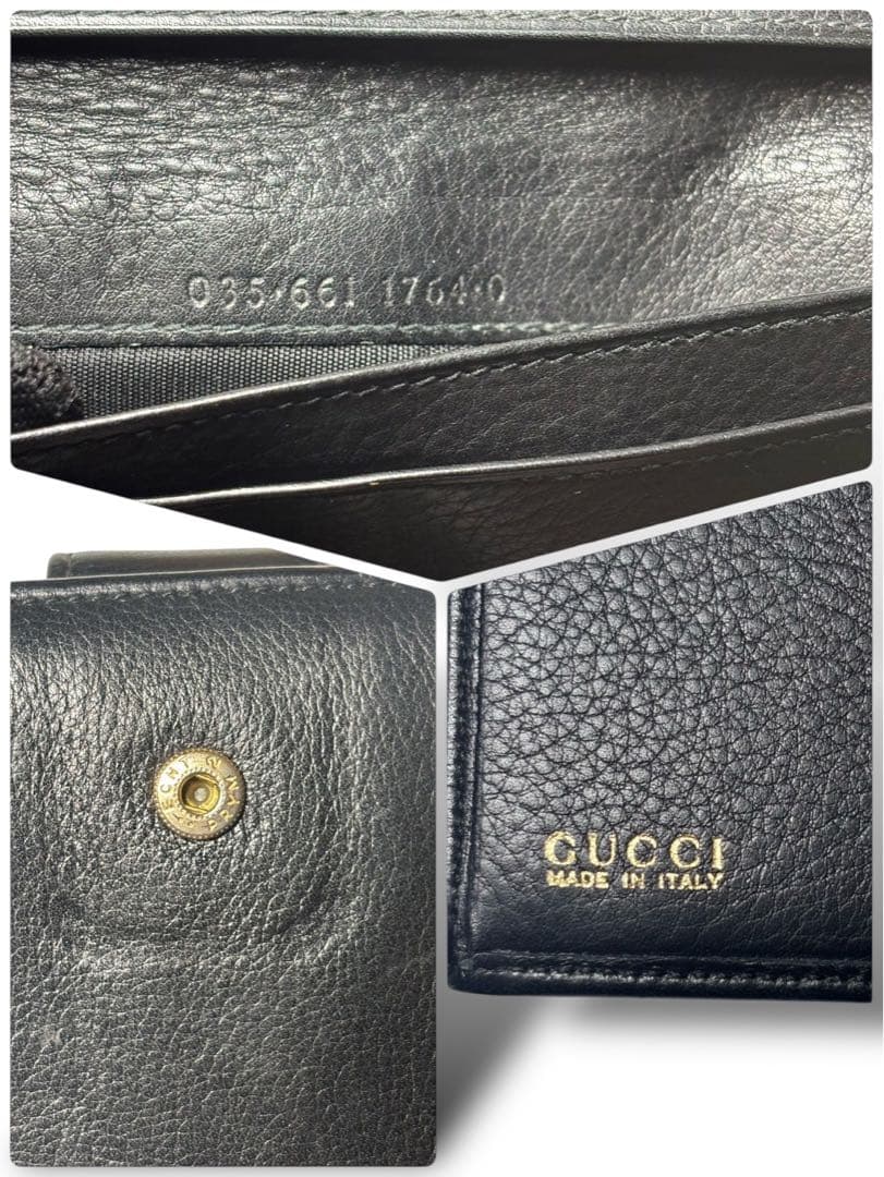 グッチ　長財布　ブラック　レザー　ゴールド金具