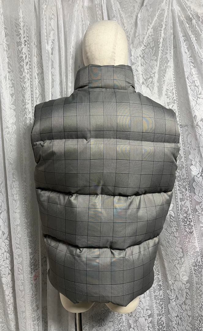   ダウンベスト　肉厚　刺繍ロゴ　チェック柄　XL