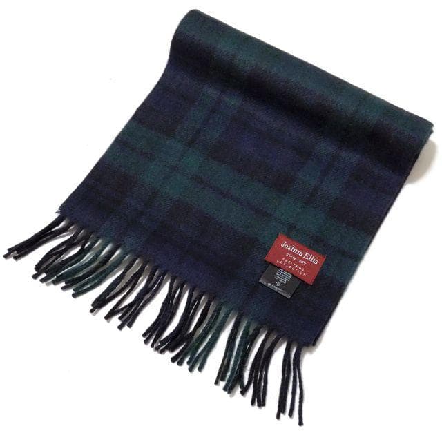 極美品★ジョシュアエリス★カシミヤ マフラー チェック グリーン