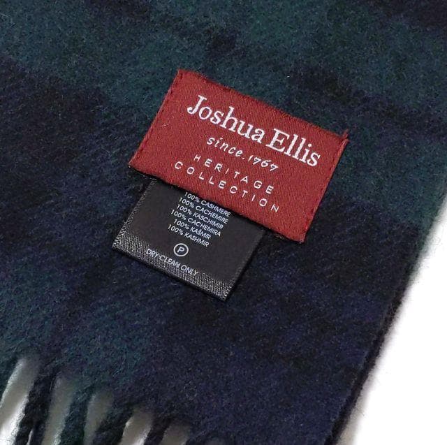 極美品★ジョシュアエリス★カシミヤ マフラー チェック グリーン