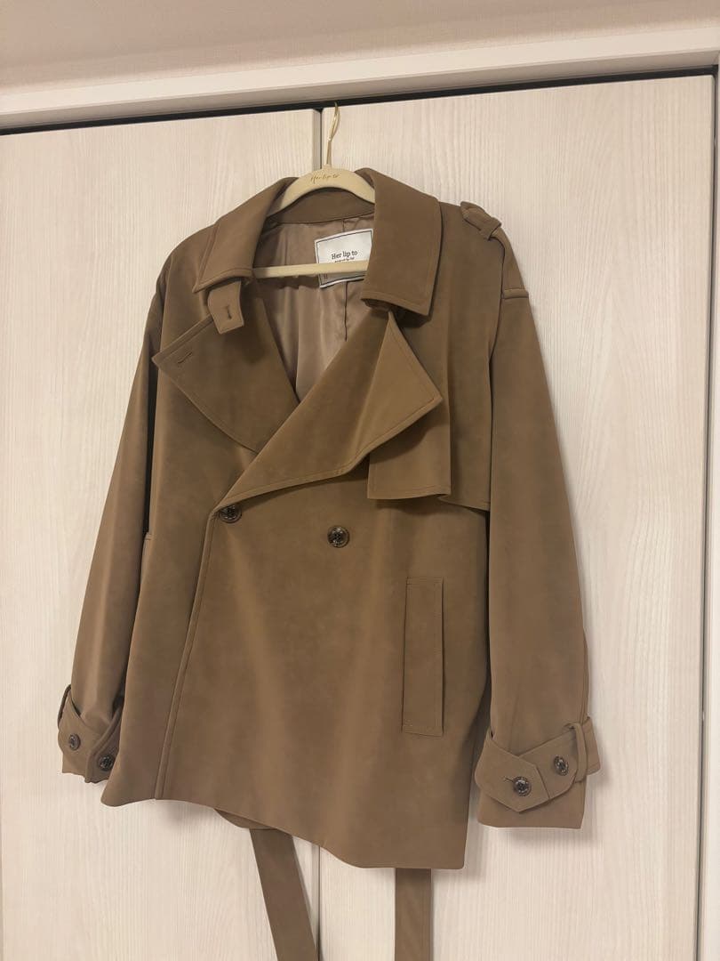 試着のみ◆Herlipto/ Faux Suede Belted Jacket