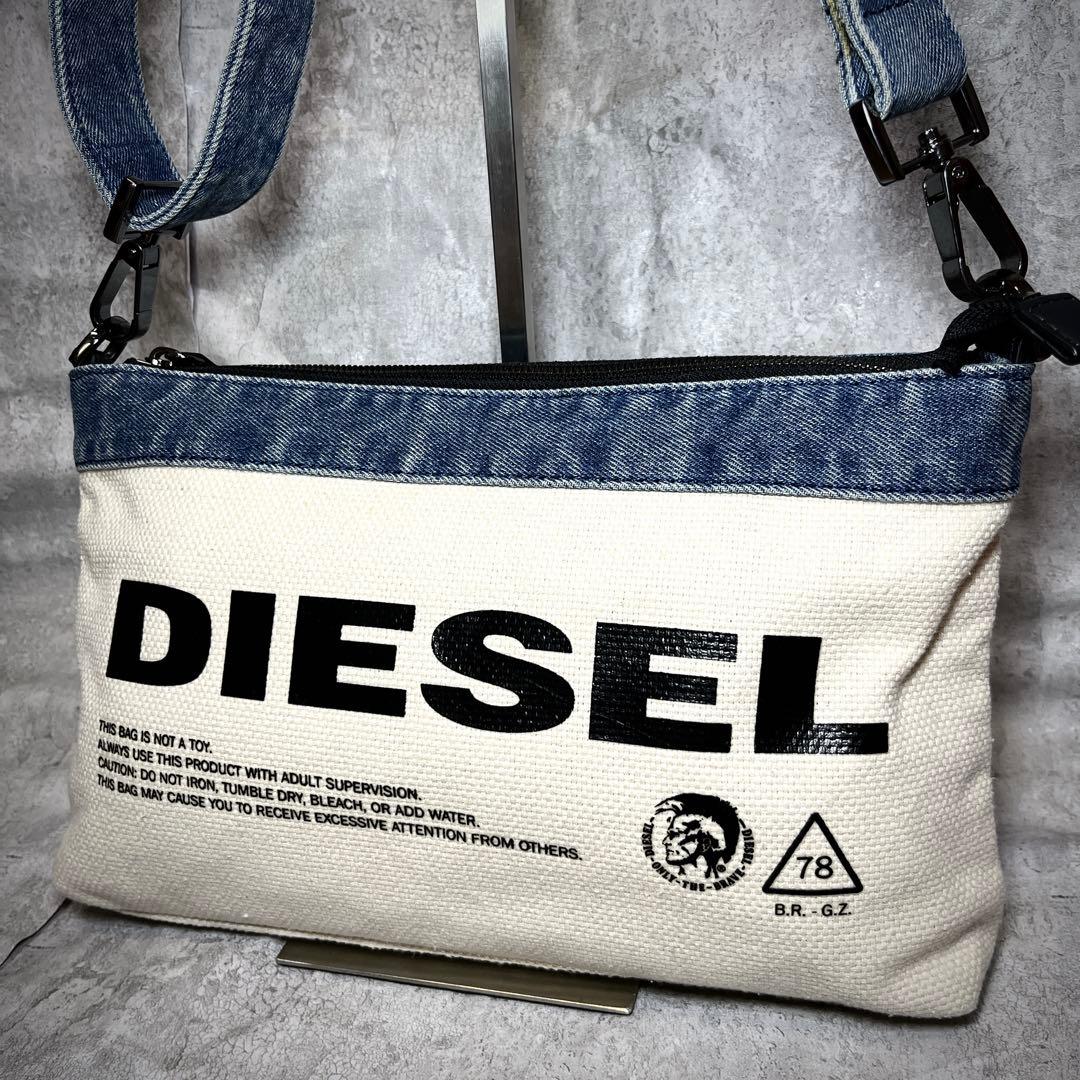 極美品 DIESEL デニム ショルダーバッグ キャンバス ロゴ ジップ y2k