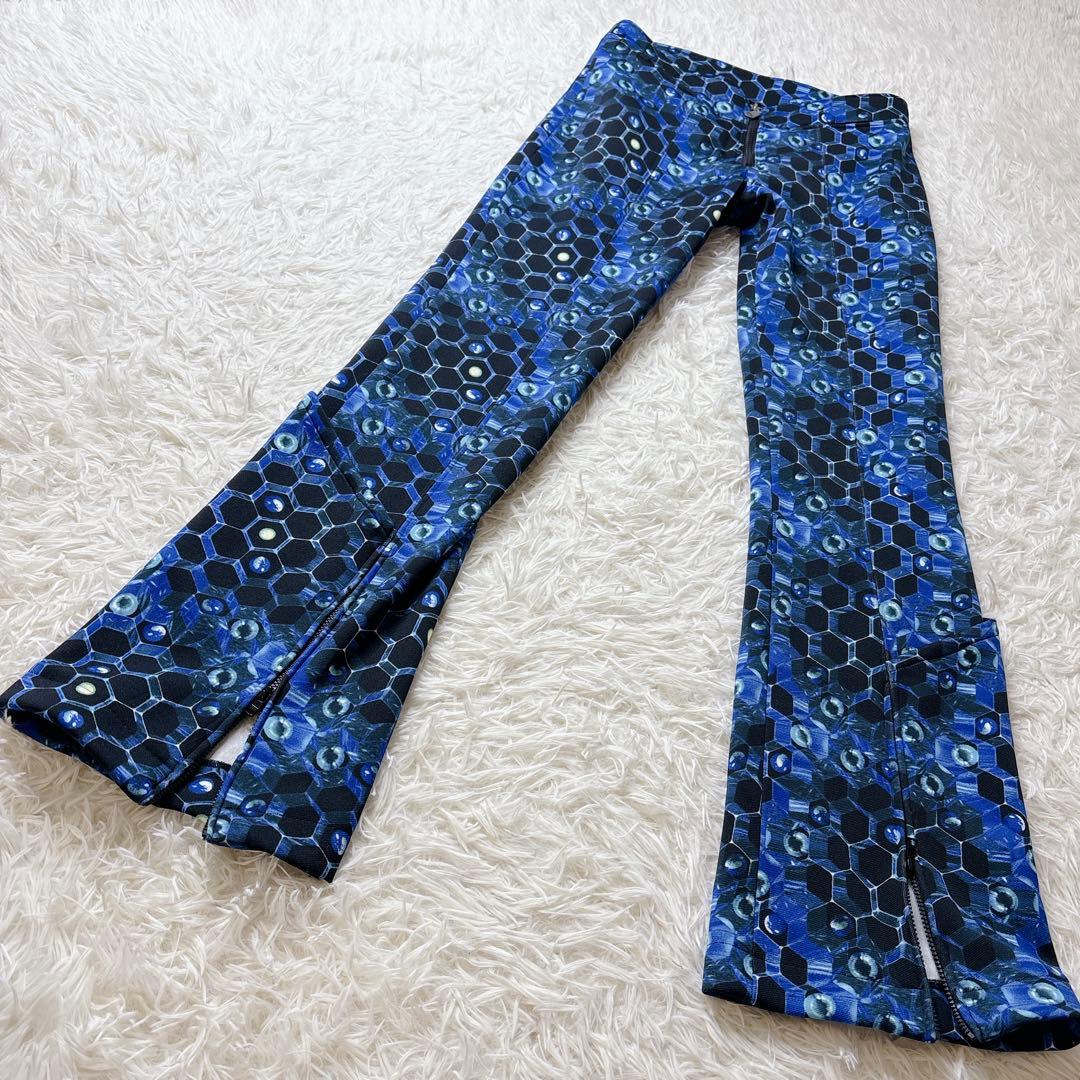 美品✨FOTUS フェトウス 細胞柄 フレアパンツ S サイバー系 y2k 総柄