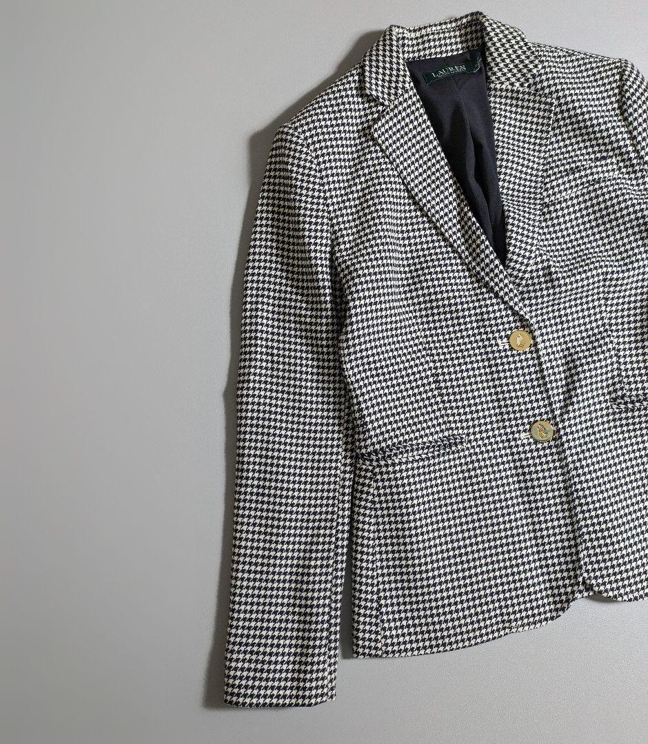 ラルフローレン／サイズ2 ハウンドトゥース 金ボタンブレザージャケット