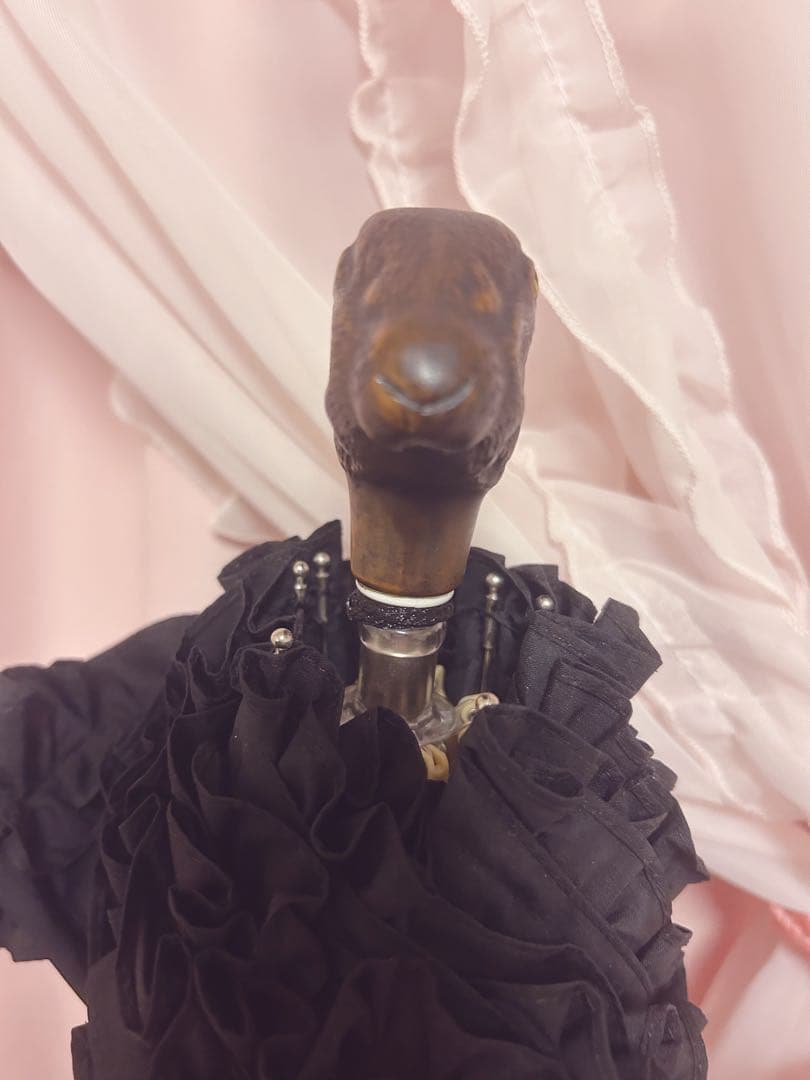 ✨️Guy de Jeanうさぎ折りたたみ傘 フリル仕様 雨晴兼用 ブラック✨️