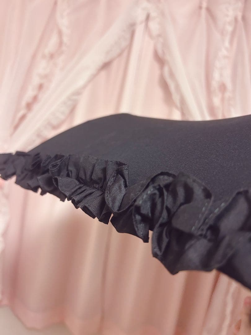 ✨️Guy de Jeanうさぎ折りたたみ傘 フリル仕様 雨晴兼用 ブラック✨️