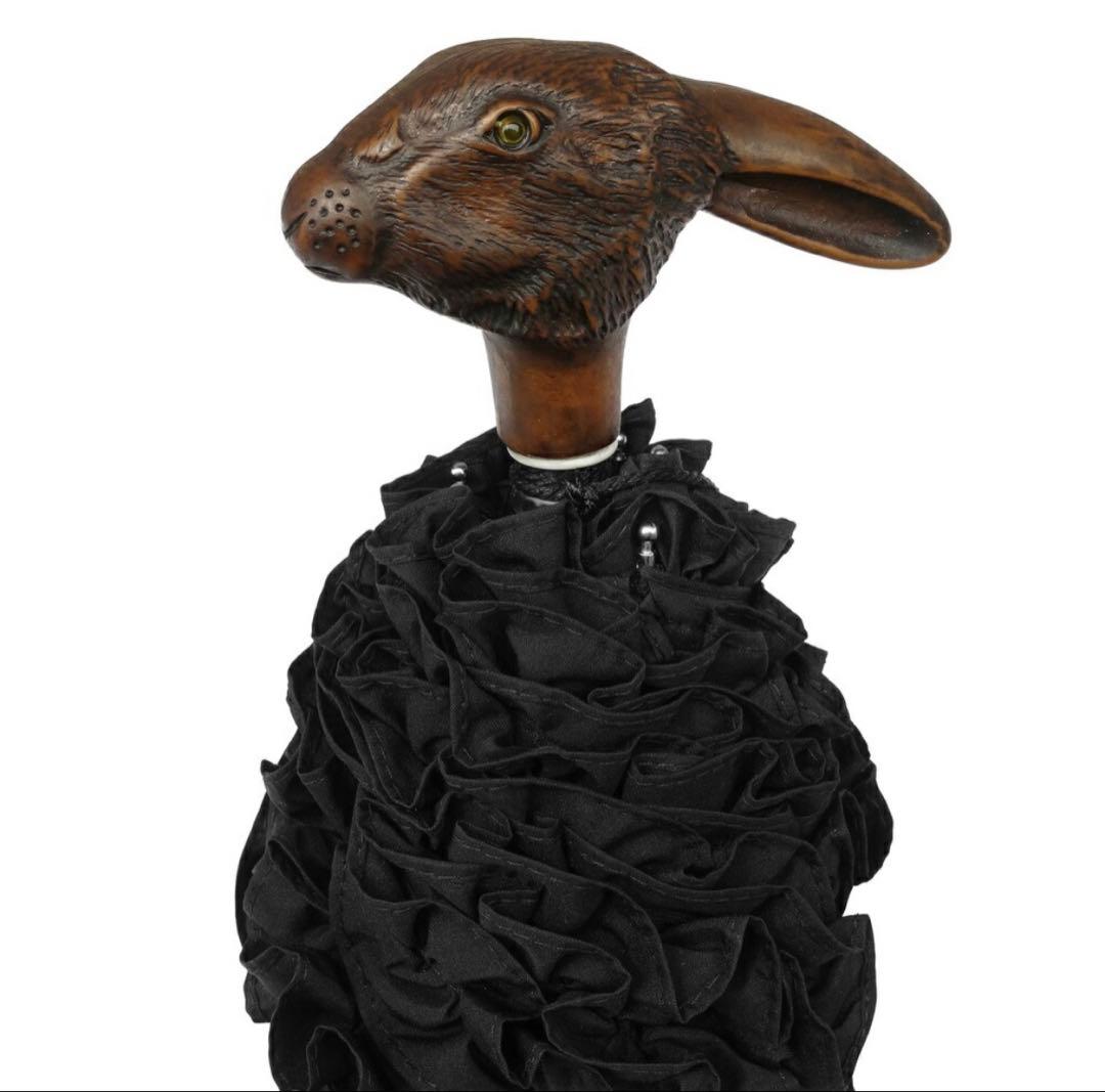 ✨️Guy de Jeanうさぎ折りたたみ傘 フリル仕様 雨晴兼用 ブラック✨️