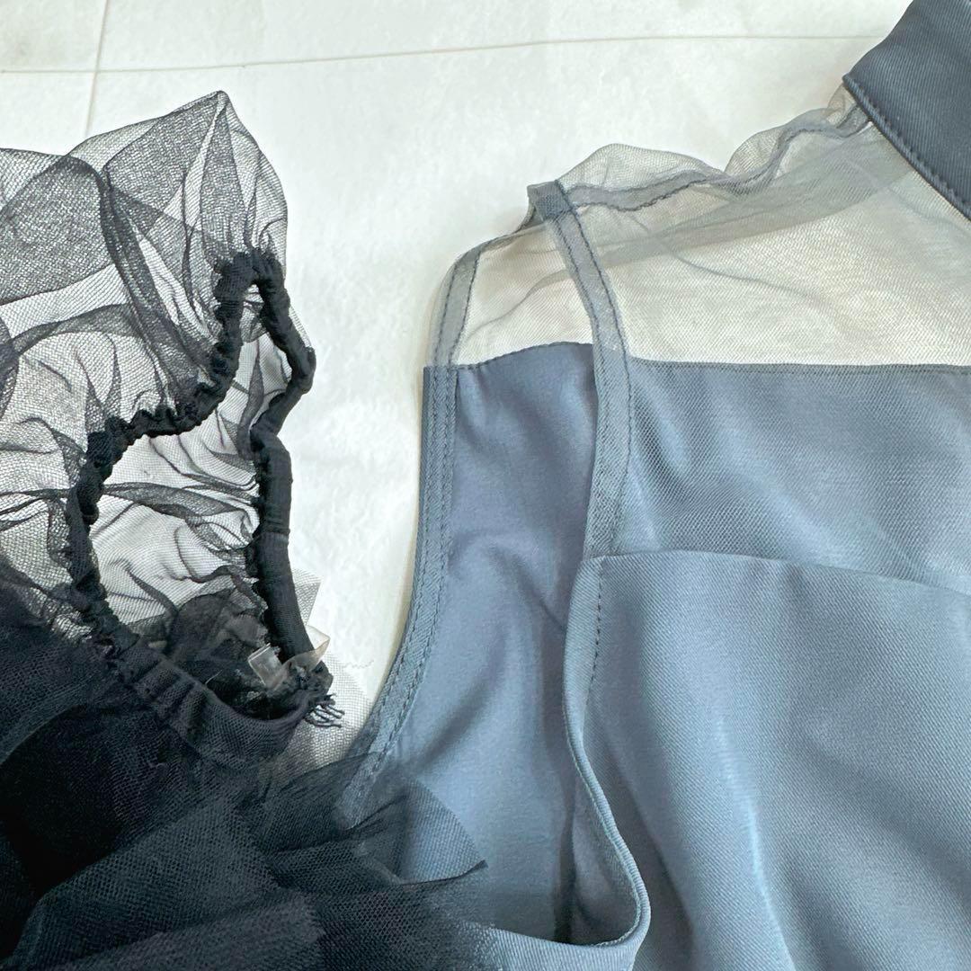 LEJA ボリュームチュールスリーブオールインワンパンツドレス　サロペット