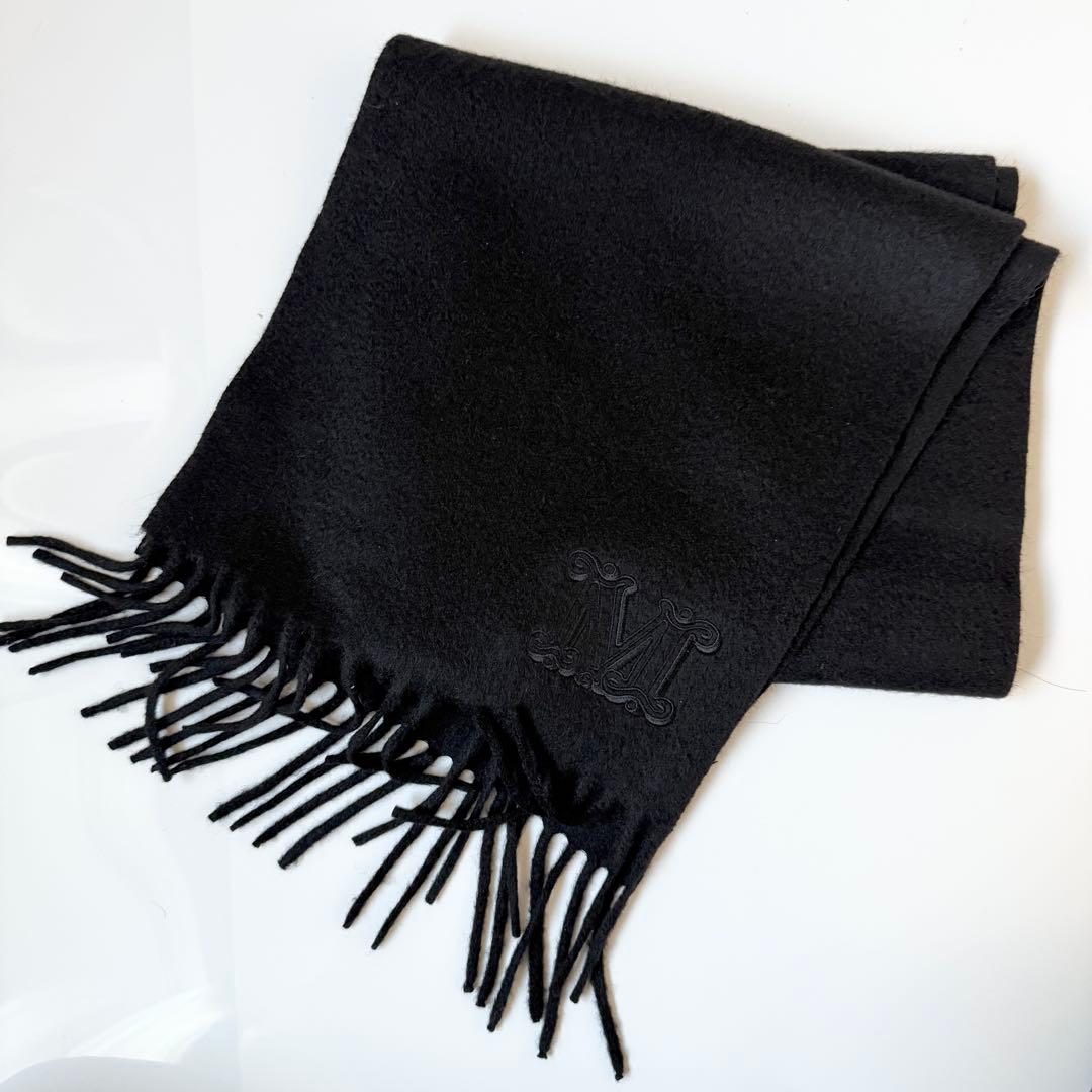 MaxMara マックスマーラ マフラー カシミヤ　ブラック　黒　レディース