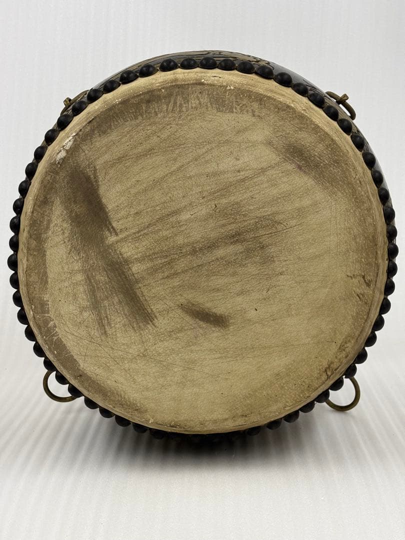 和太鼓　太鼓　アンティーク　14in 木彫り　龍彫り　長期保管品