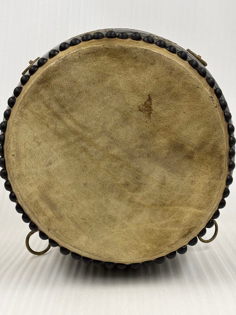 和太鼓　太鼓　アンティーク　14in 木彫り　龍彫り　長期保管品