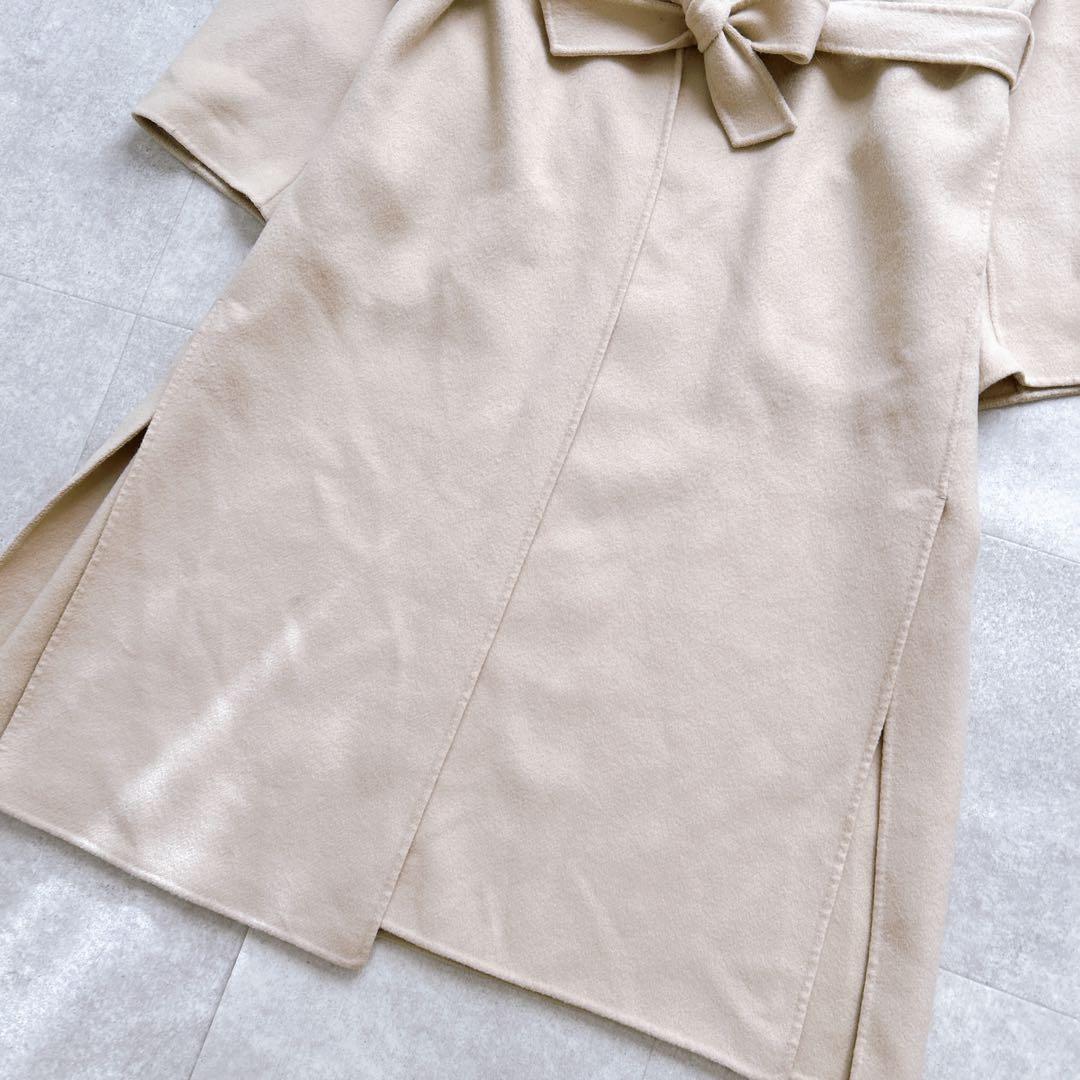 イエナ マンテコ ダブルフェイス リバーコート ベルト ベージュ ロング ウール