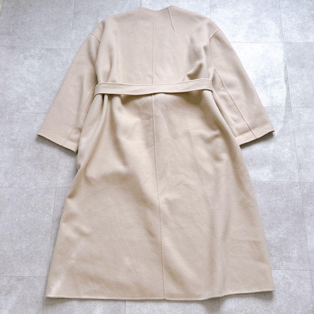 イエナ マンテコ ダブルフェイス リバーコート ベルト ベージュ ロング ウール