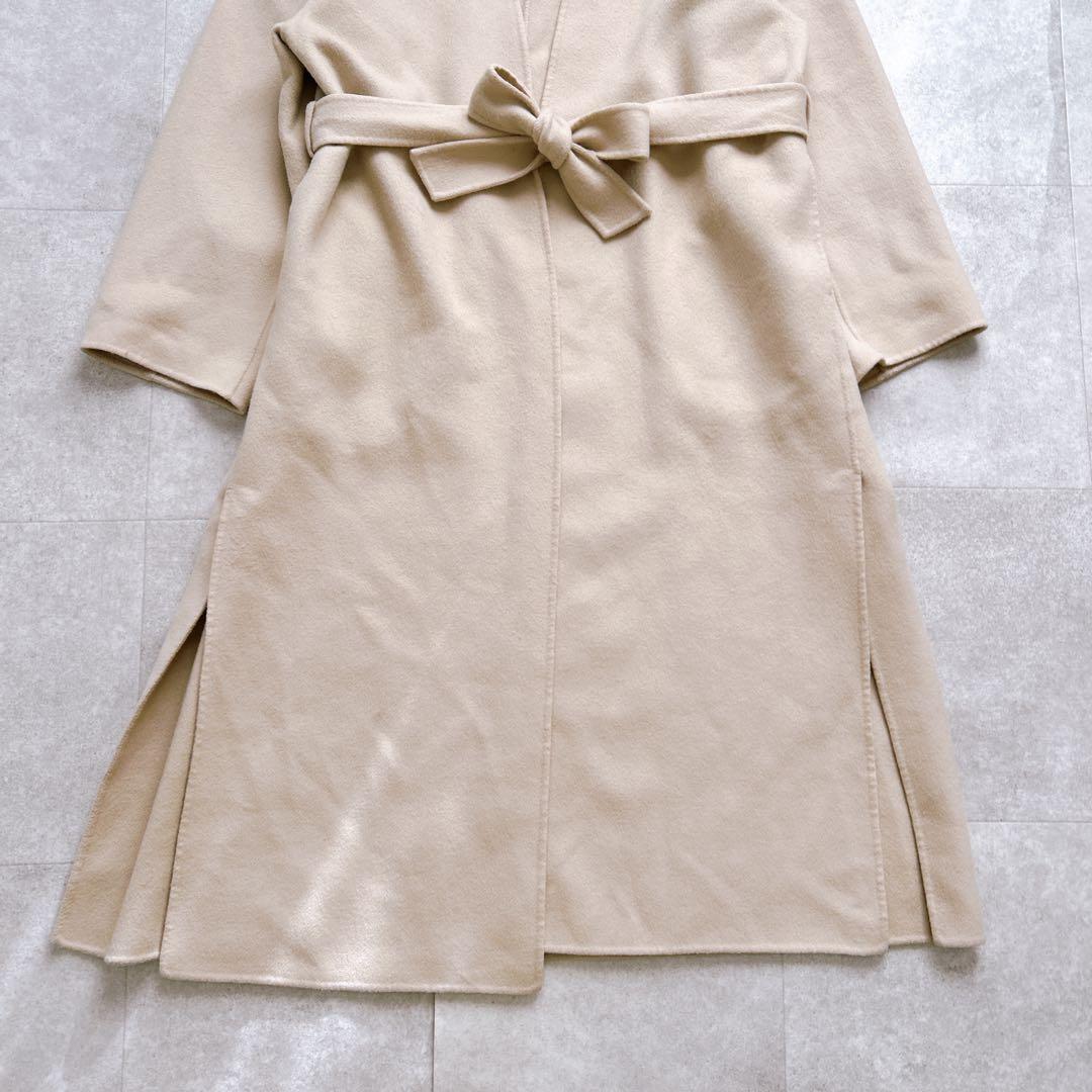 イエナ マンテコ ダブルフェイス リバーコート ベルト ベージュ ロング ウール