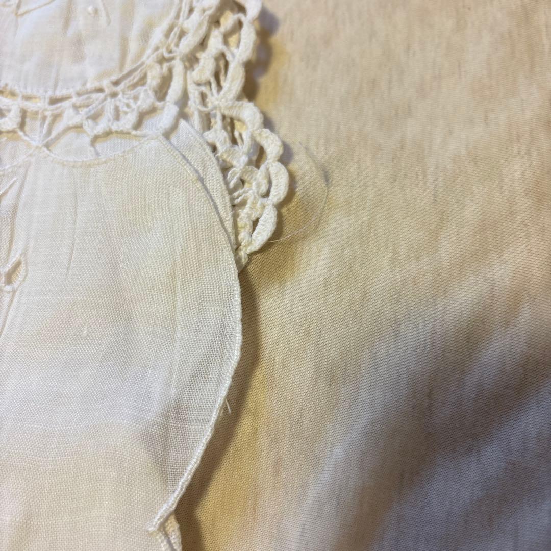 テーブルクロス　白　刺繍　お花　ヴィンテージ