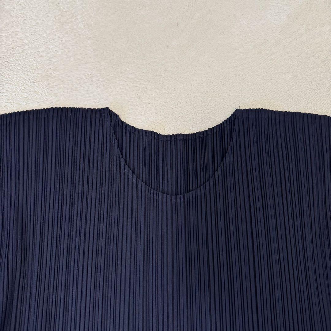 美品✨PLEATS PLEASE プリーツ　長袖　ネイビー　XLサイズ
