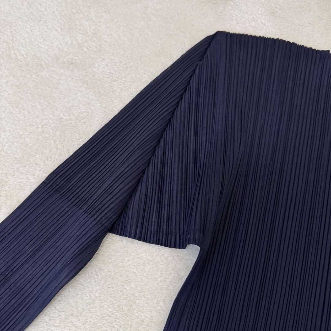 美品✨PLEATS PLEASE プリーツ　長袖　ネイビー　XLサイズ