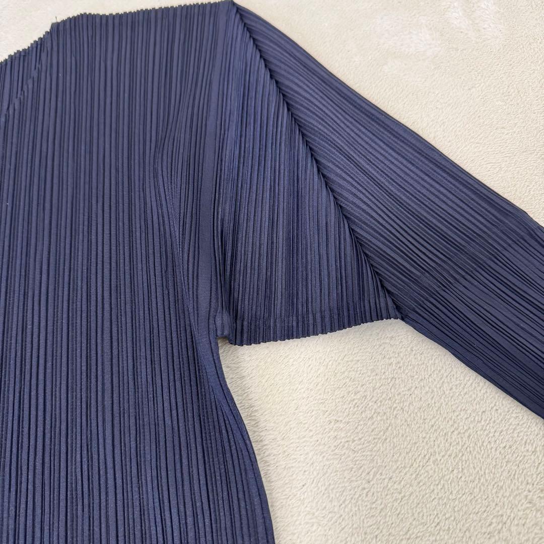 美品✨PLEATS PLEASE プリーツ　長袖　ネイビー　XLサイズ