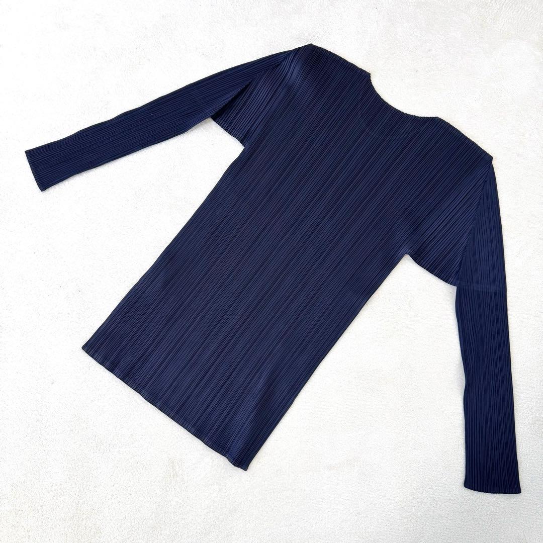 美品✨PLEATS PLEASE プリーツ　長袖　ネイビー　XLサイズ