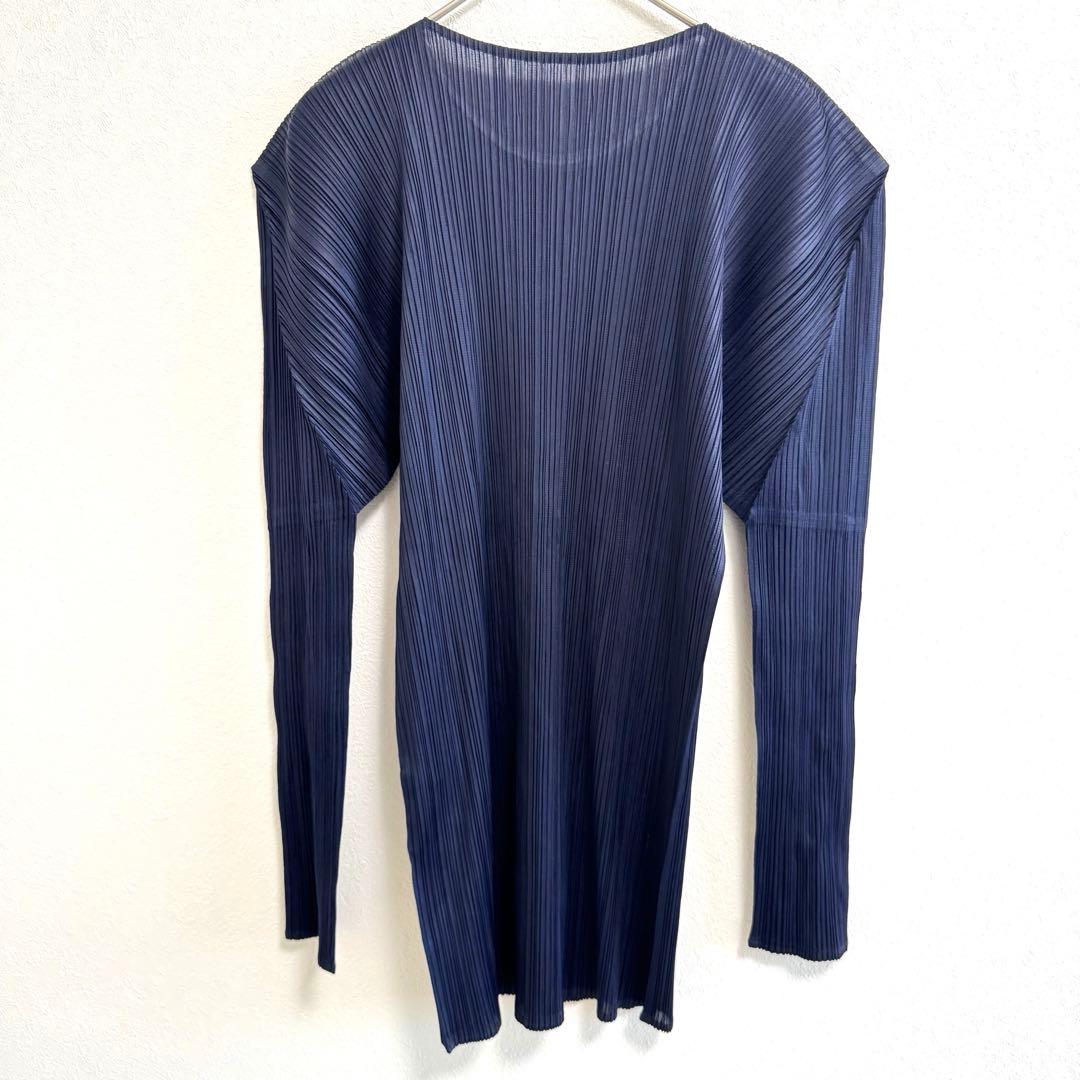 美品✨PLEATS PLEASE プリーツ　長袖　ネイビー　XLサイズ