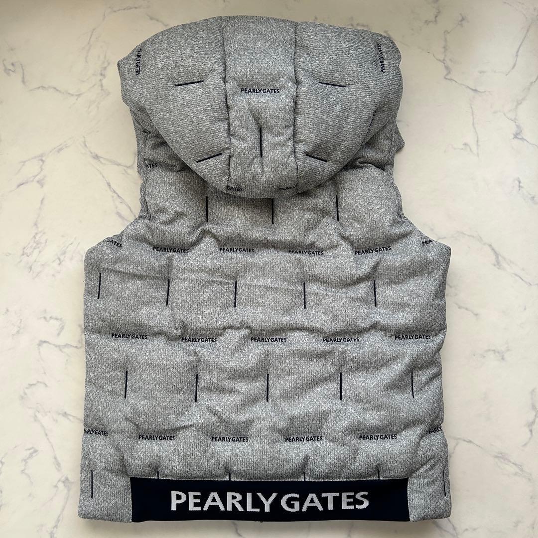 パーリーゲイツ 2023年モデル ダウンベスト 総柄 フード ロゴ サイズ5