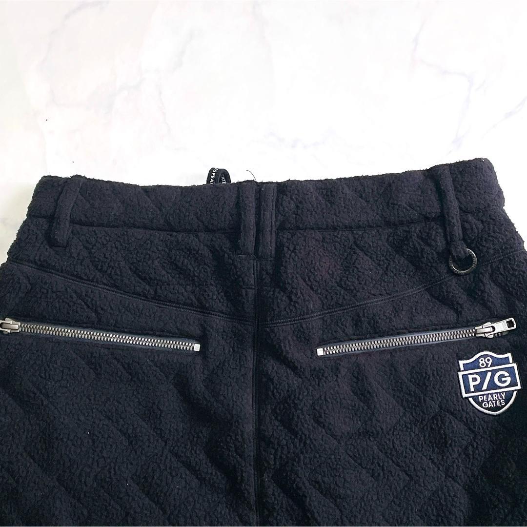 極美品 パーリーゲイツ 中綿キルティングスカート ボア フリース ゴルフ 0